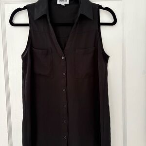 Express Women's Black Button-Down Blouse